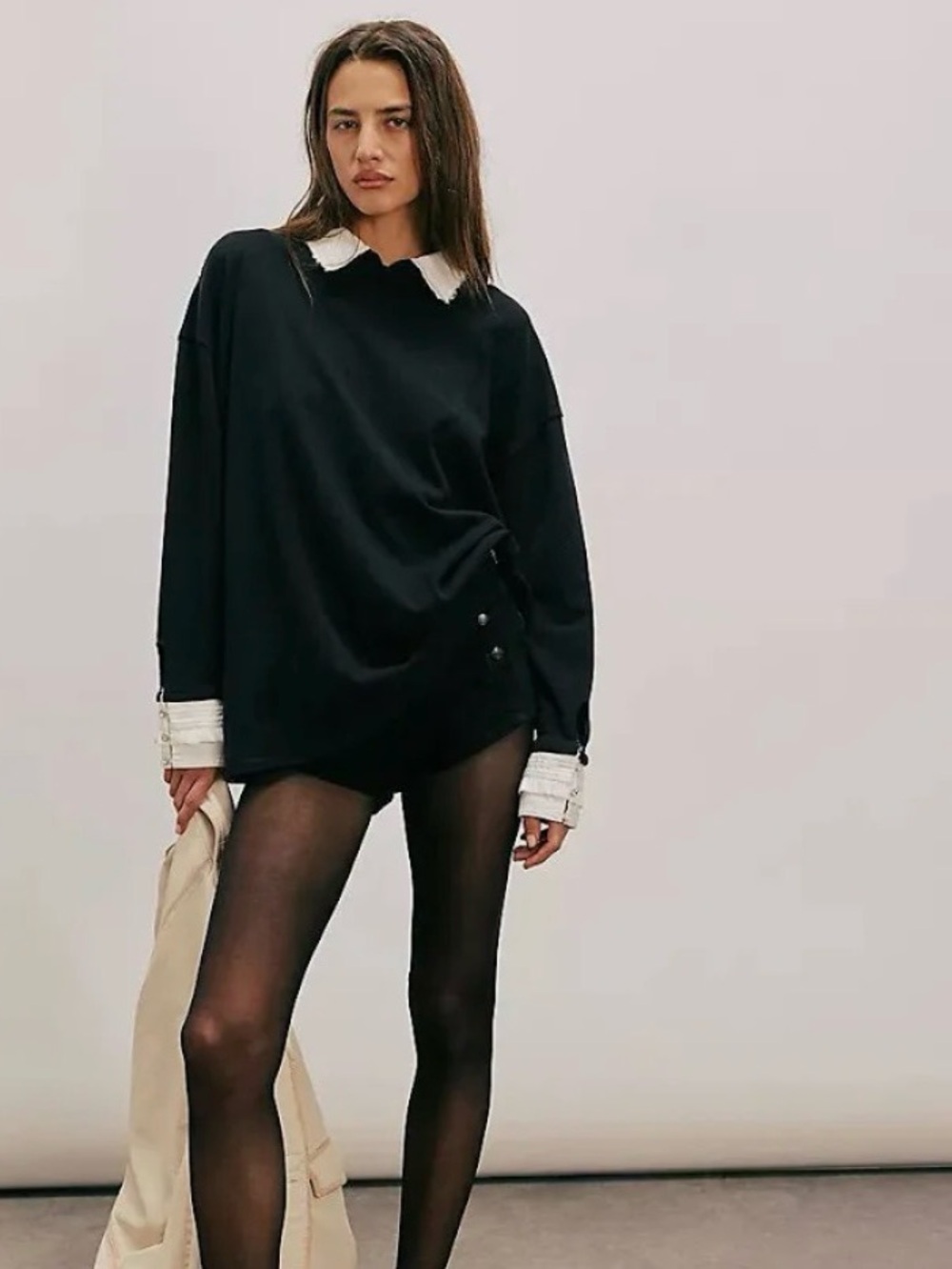 Free People Gianna Twofer in Black Combo Size Medium Retail $148